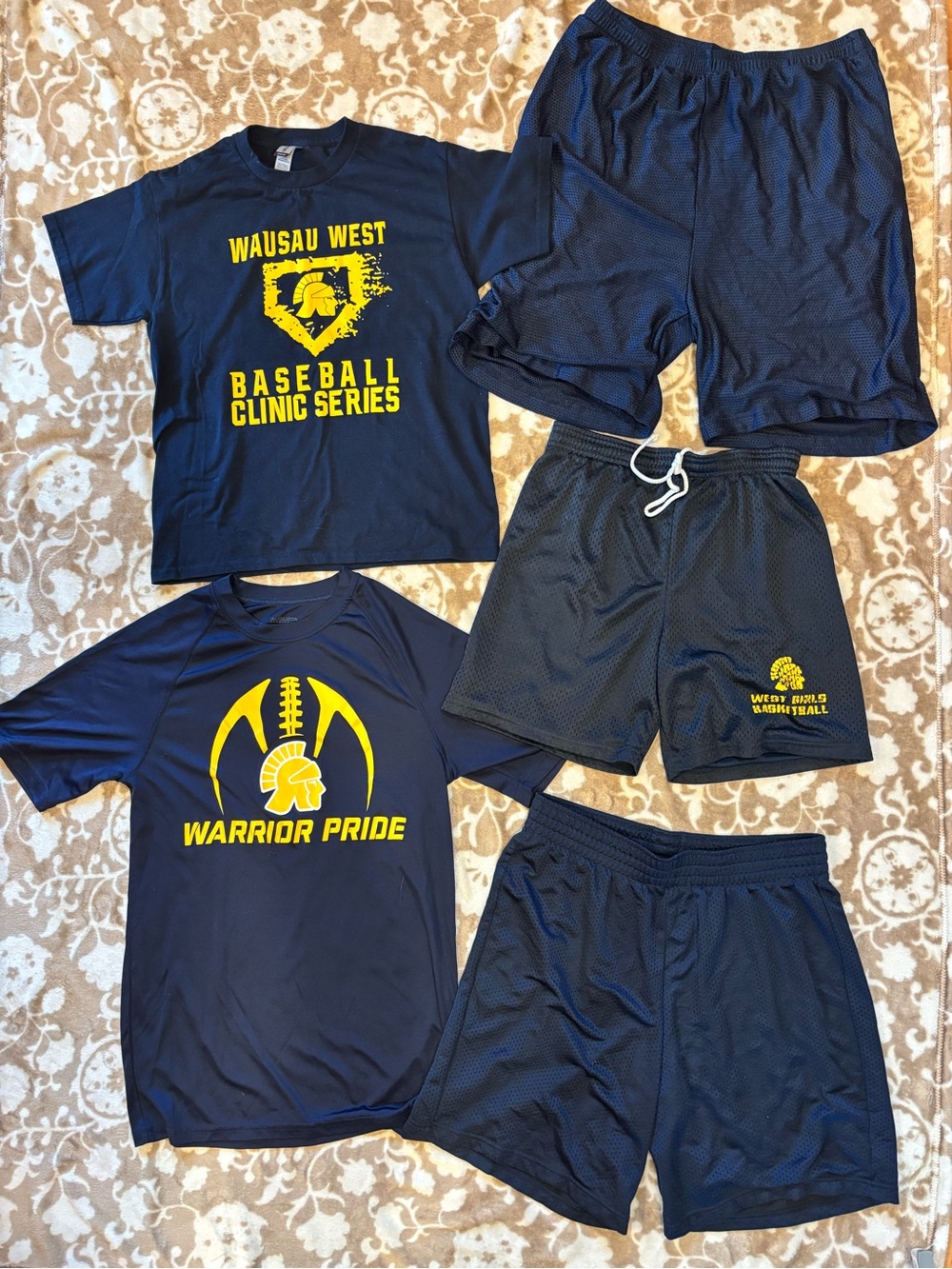Wausau West / Warrior Pride Navy & Yellow Athletic Tee and Shorts Set